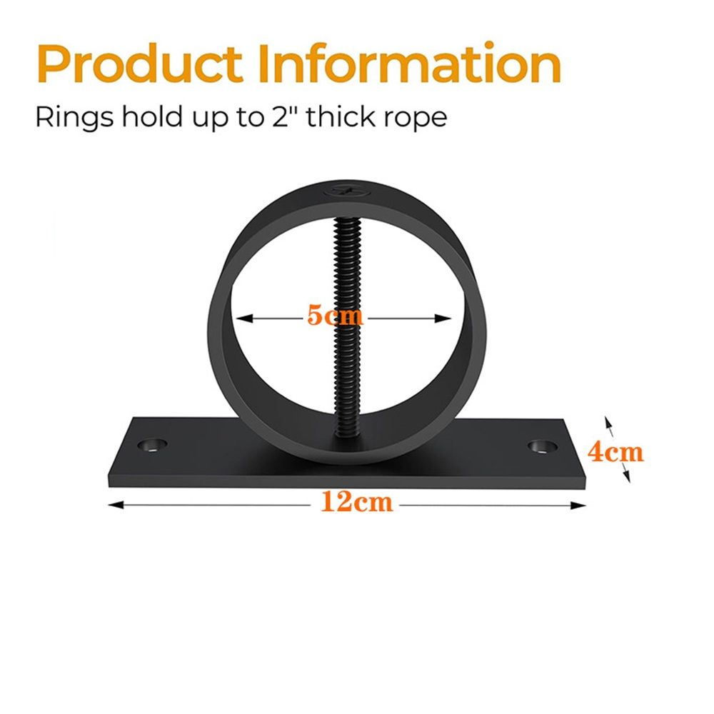 4 Packs 2inch Black Rope Support Holder with Cross Screw Securing Rope Drop Ring Brackets Stainless Steel Decorative for Hemp Rope Fencing Stair Deck Railing Ceiling Hook - Image 3