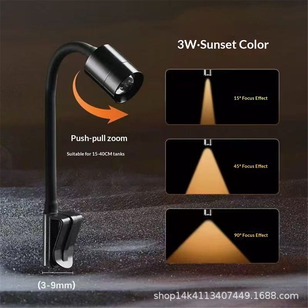 LED Aquarium Light - Freshwater Fish Tank Spotlight Vivarium Terrarium Light Fish tank light, turtle light zoom 3W Warm Light - Image 5
