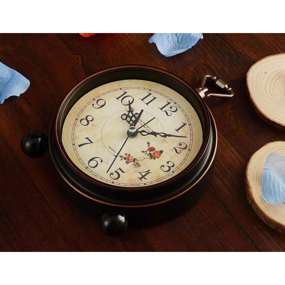 Vintage Analog Alarm Clock, 5 inch Small Silent Desk Clock with Night Light, Battery Operated for Table, Bedroom, Bedside, Living Room, Gift Clock (Flower) - Image 4