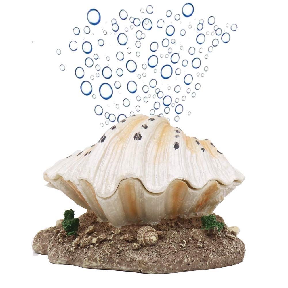 Aquarium Shell Decoration with Air Stone Bubble Tropical Clam Ornament  Aquarium Landscaping Decoration - Image 1