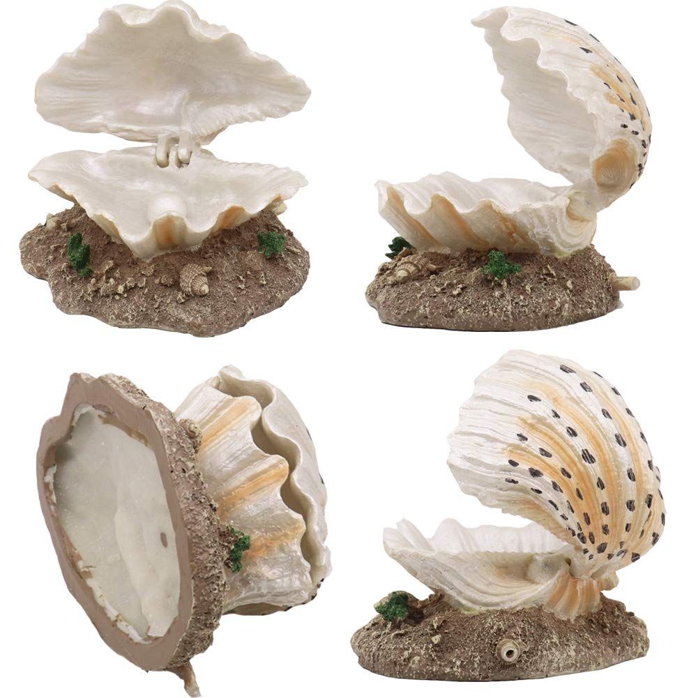 Aquarium Shell Decoration with Air Stone Bubble Tropical Clam Ornament  Aquarium Landscaping Decoration - Image 4