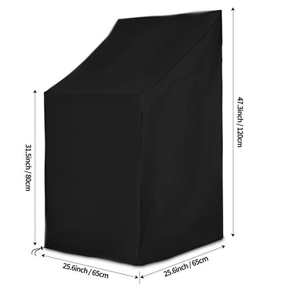 Outdoor Patio Furniture Covers Stacked Chairs , Lounge Chair Covers Outdoor Stack Chairs for All Weather Protection, Black, 65*65*120cm - Image 5