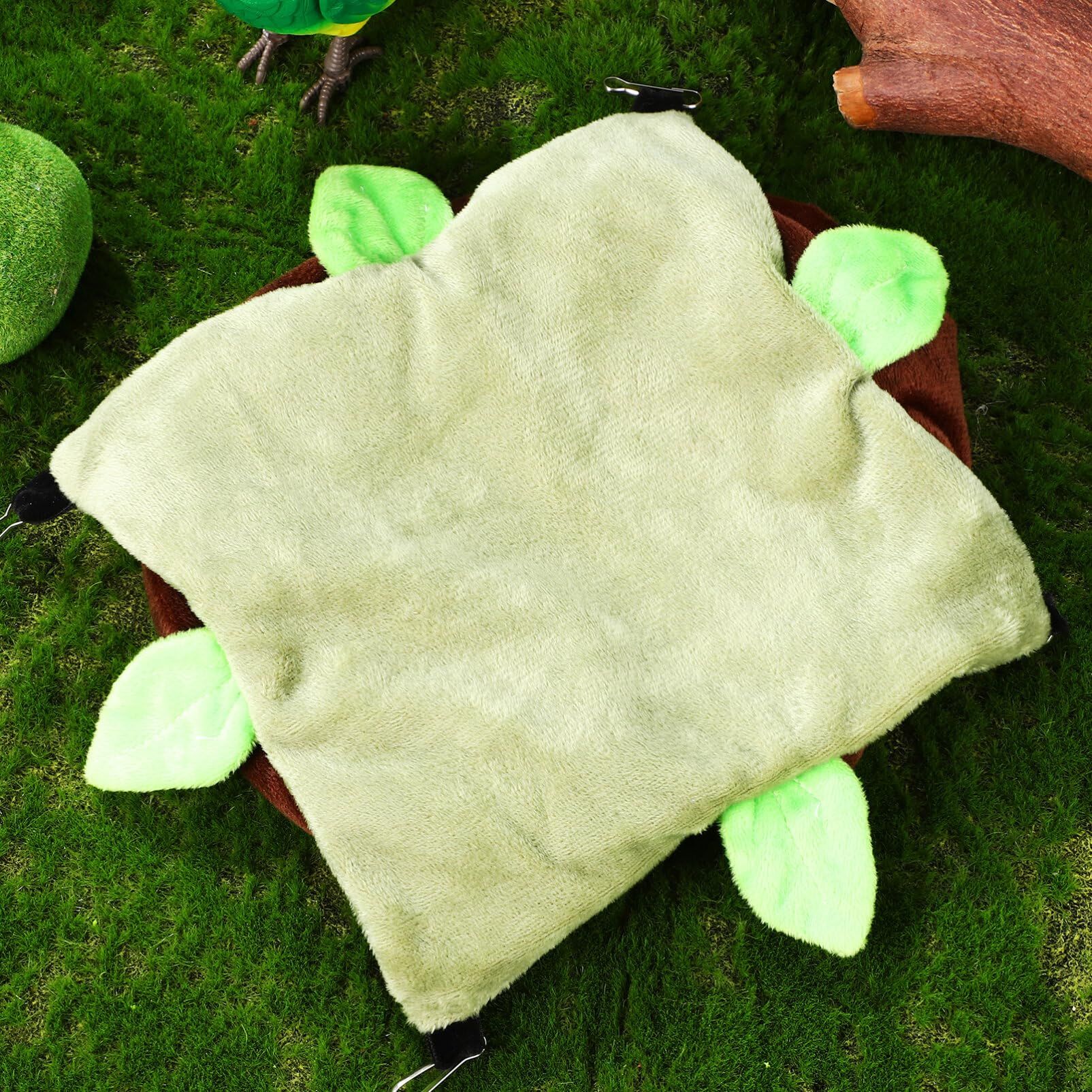 Two Layers Bird Parrot Bed Nest Snuggle Hammock for Parakeet Lovebird Cockatoos,Warm Sugar Glider Ferret Bed Plush Hideout House for Guinea Pig Hamster (Brown M) - Image 3