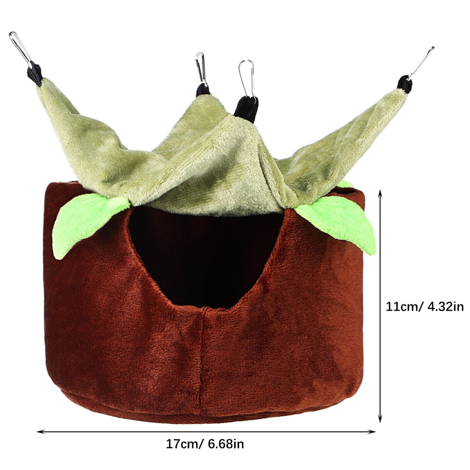 Two Layers Bird Parrot Bed Nest Snuggle Hammock for Parakeet Lovebird Cockatoos,Warm Sugar Glider Ferret Bed Plush Hideout House for Guinea Pig Hamster (Brown M) - Image 5