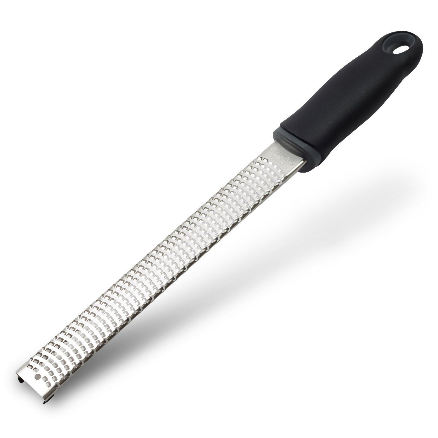 Lemon Zester, Stainless Steel Kitchen Cheese Grater, Plastic Cover Ergonomic Soft Black Handle(black) - Image 1