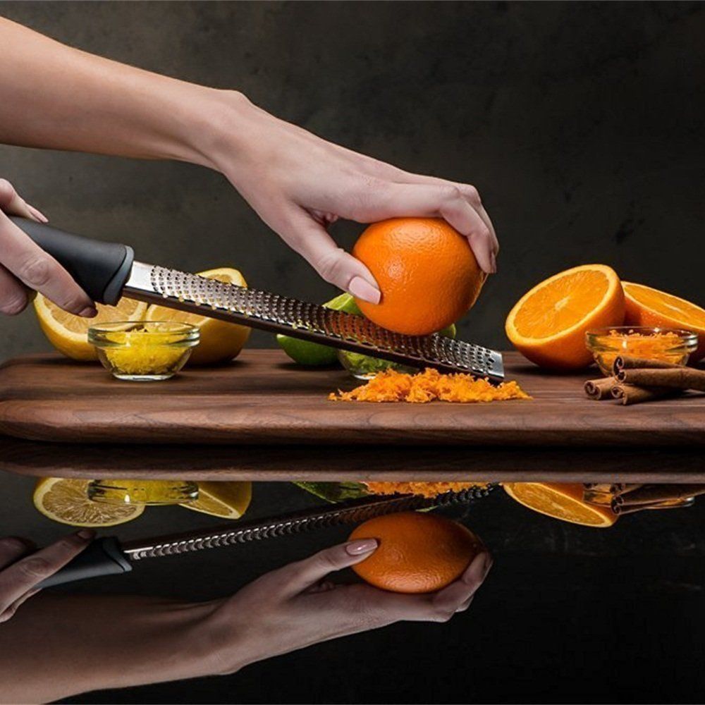 Lemon Zester, Stainless Steel Kitchen Cheese Grater, Plastic Cover Ergonomic Soft Black Handle(black) - Image 4