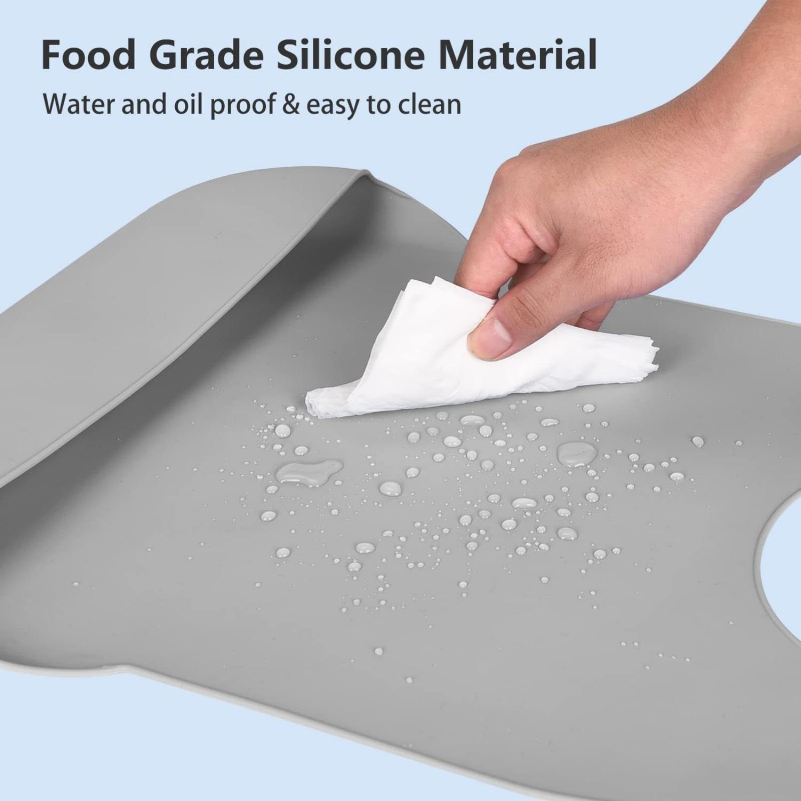 Adjustable Silicone Adult Bib, Washable Bib for Men & Women, Waterproof bib for Elderly with Crumb Catcher（Gray） - Image 2