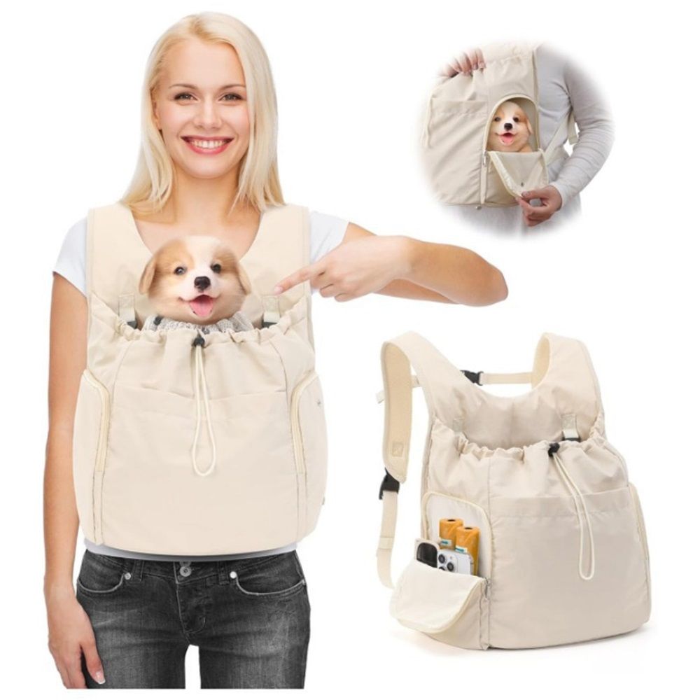 Dog Front Carrier Backpack, Adjustable Pet Dog Carrier Backpack Ventilated Mesh Dog Travel Backpack with Zippered Side Windows for Hiking Traveling for Small Medium Cats Dogs - Image 1