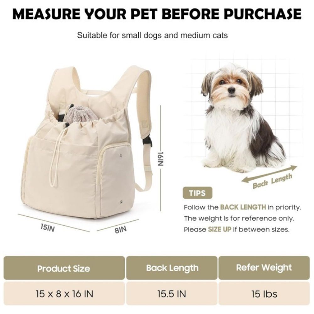 Dog Front Carrier Backpack, Adjustable Pet Dog Carrier Backpack Ventilated Mesh Dog Travel Backpack with Zippered Side Windows for Hiking Traveling for Small Medium Cats Dogs - Image 2