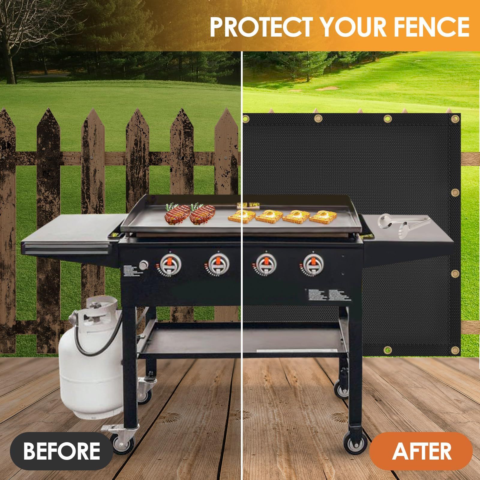 Fireproof Grill Heat Shield to Protect Deck Fence from Grill Heat, Heat Shield for Wood Stove, Stove Wall Protector Fridge, BBQ Grill Mat Accessories Compatible （3*4 ft） - Image 5