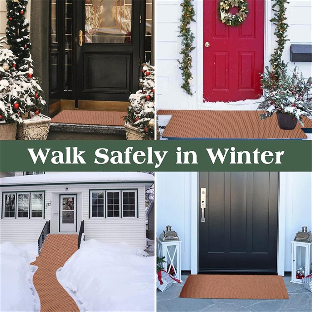 1 Pack 15.7 × 80 Inch No-Slip Ice and Snow Carpet Mats- Natural Coconut Fiber Carpet Anti-Slip Coir Mat for Winter Walkways Front Door Stairs Porch Outdoor Garden Patio Safe &Stable Walking - Image 3