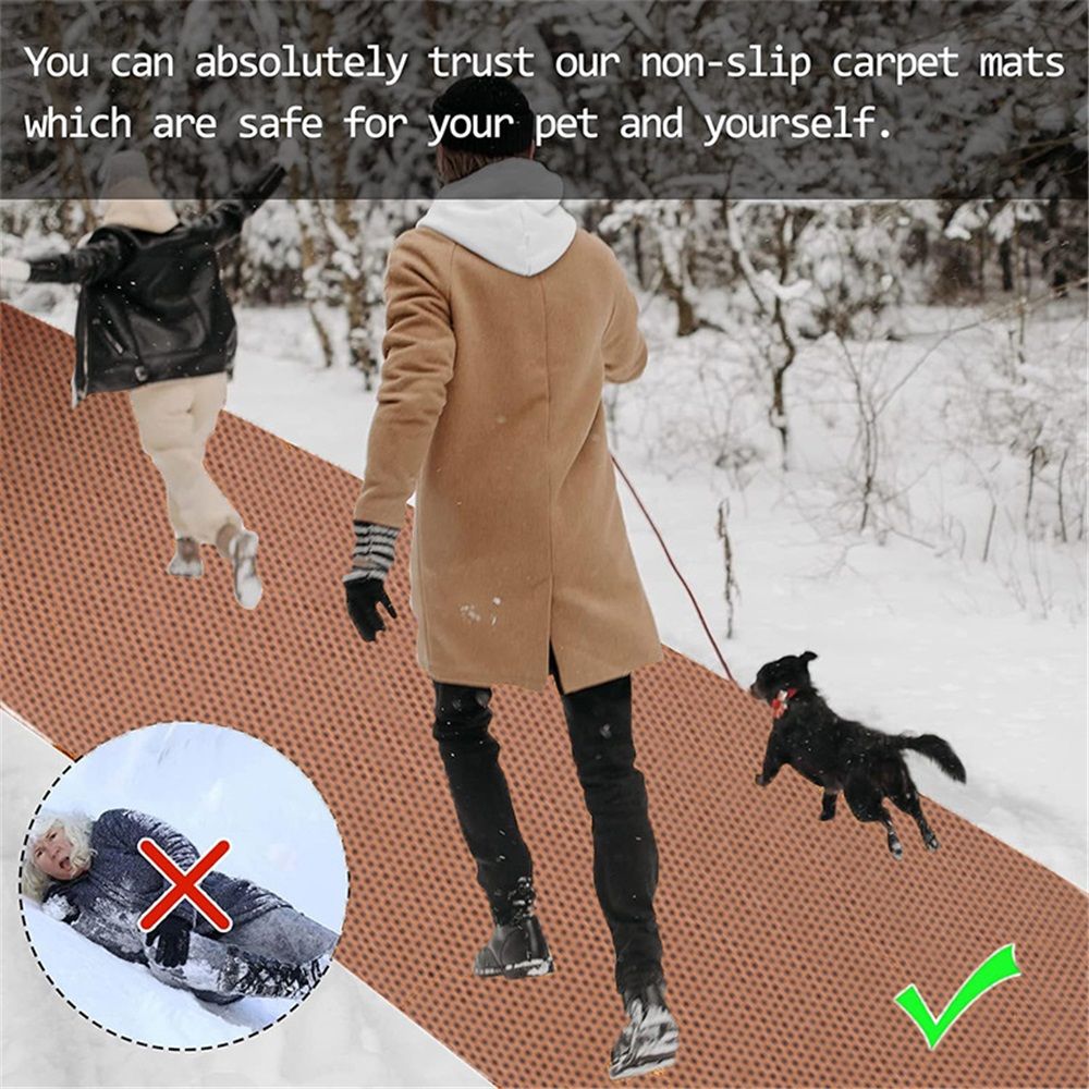 1 Pack 15.7 × 80 Inch No-Slip Ice and Snow Carpet Mats- Natural Coconut Fiber Carpet Anti-Slip Coir Mat for Winter Walkways Front Door Stairs Porch Outdoor Garden Patio Safe &Stable Walking - Image 4
