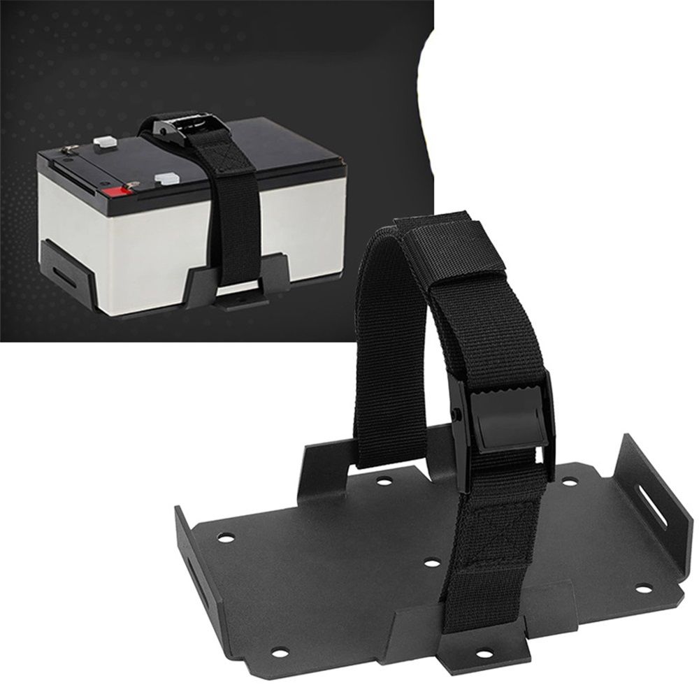 Small Battery Tray Fit 12V-6V /  7AH 8AH 9AH 12AH 15AH Batteries and More, Adjustable Hold-Down Strap Battery Mount Compatible with Boats, Kayaks, Motorcycles, ATVs, Generators, Jetskis - Image 2