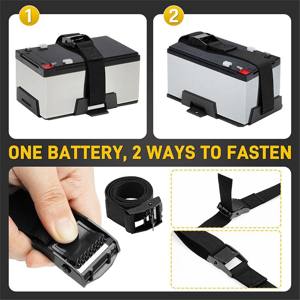 Small Battery Tray Fit 12V-6V /  7AH 8AH 9AH 12AH 15AH Batteries and More, Adjustable Hold-Down Strap Battery Mount Compatible with Boats, Kayaks, Motorcycles, ATVs, Generators, Jetskis - Image 4