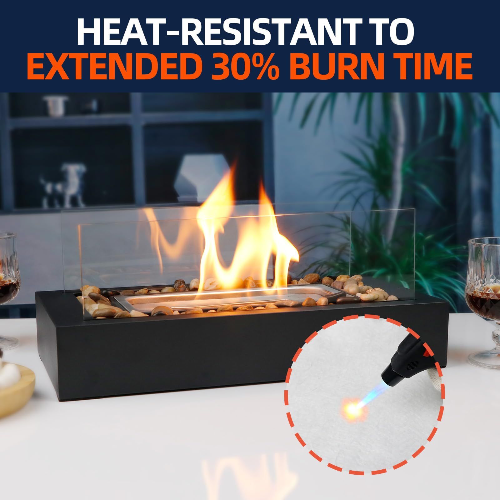 48PCS Ceramic Wool Wick for Tabletop Fire Pit, Table Top Firepit Sponge Fuel Core for Bioethanol Rubbing Alcohol, Suitable for /Flammtal/ Fireplaces, Extend Burning Time - Image 3