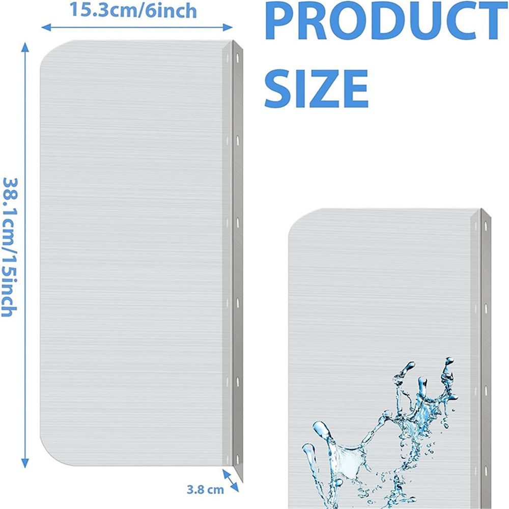 2pcs15 x 6 Inch Stainless Steel Splash Guard Stainless Steel Wall Mount Guard with Screws Screws for Bathroom Sink Side Sink Splash Prep Sinks Protector for Commercial Kitchen Restaurant - Image 2