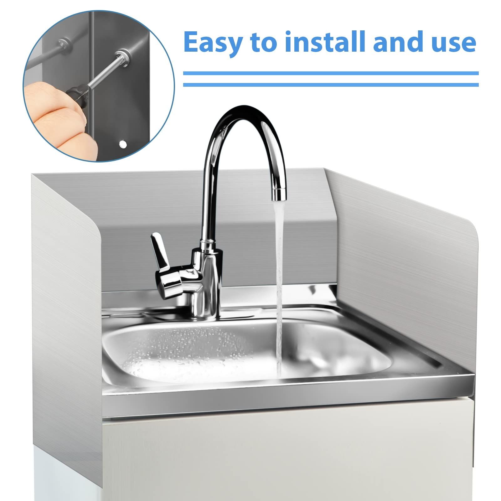 2pcs15 x 6 Inch Stainless Steel Splash Guard Stainless Steel Wall Mount Guard with Screws Screws for Bathroom Sink Side Sink Splash Prep Sinks Protector for Commercial Kitchen Restaurant - Image 5