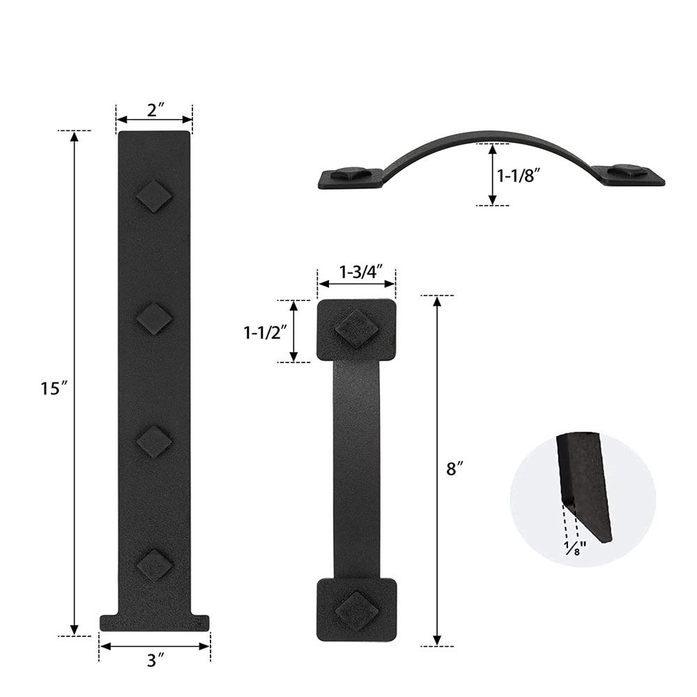 Garage Door Magnetic Decorative Hardware, 6 Pieces Rectangle Garage Door Magnets Accents Curb Appeal Faux Hinges and Handles Garage Door Decor Hardware Kit, Black(4 Hinges+2 Handles) - Image 3