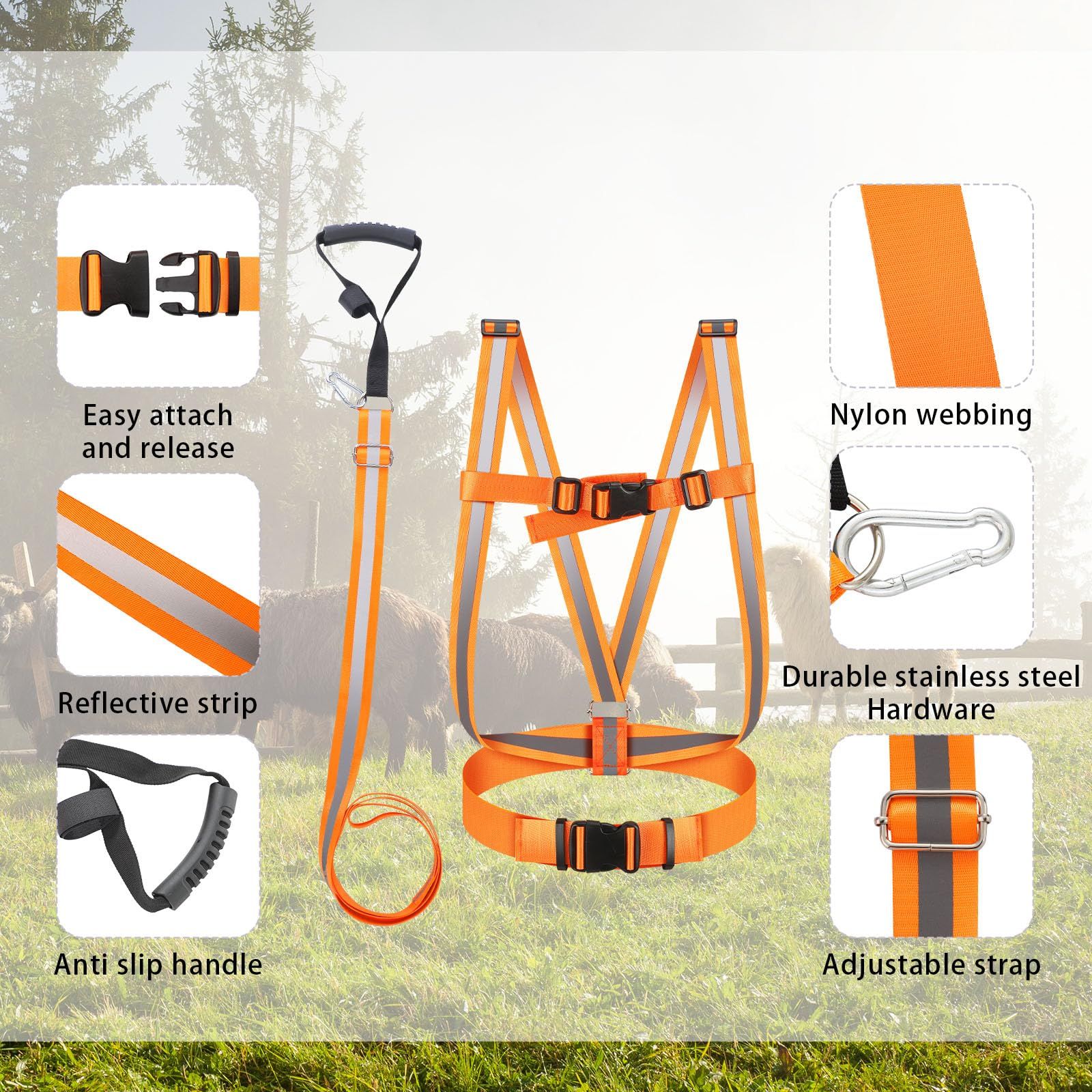 Deer Drag Strap and Dual Harness with Reflective Strips Heavy Duty Deer Dragging Rope Hunting for Hunters - Image 3