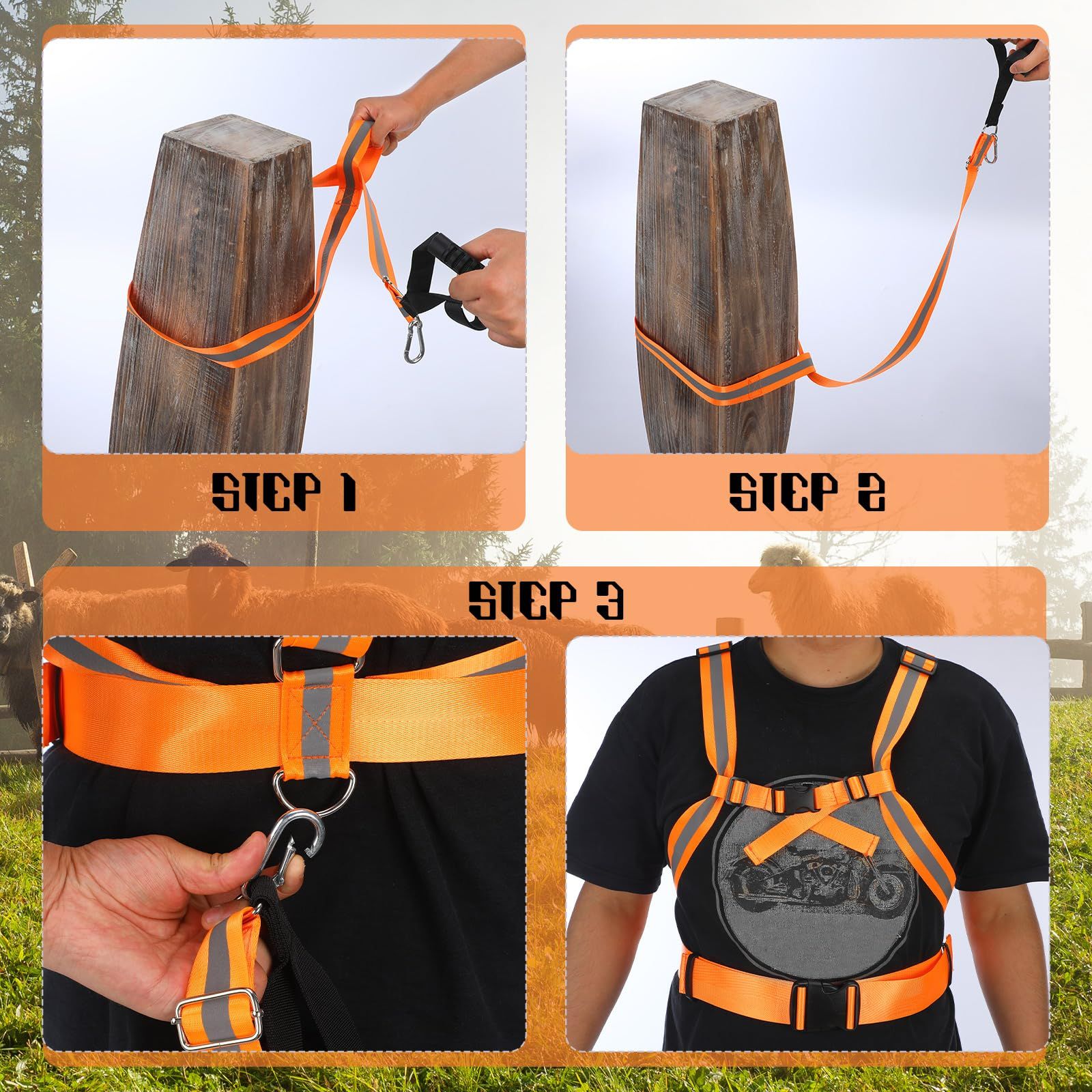Deer Drag Strap and Dual Harness with Reflective Strips Heavy Duty Deer Dragging Rope Hunting for Hunters - Image 4