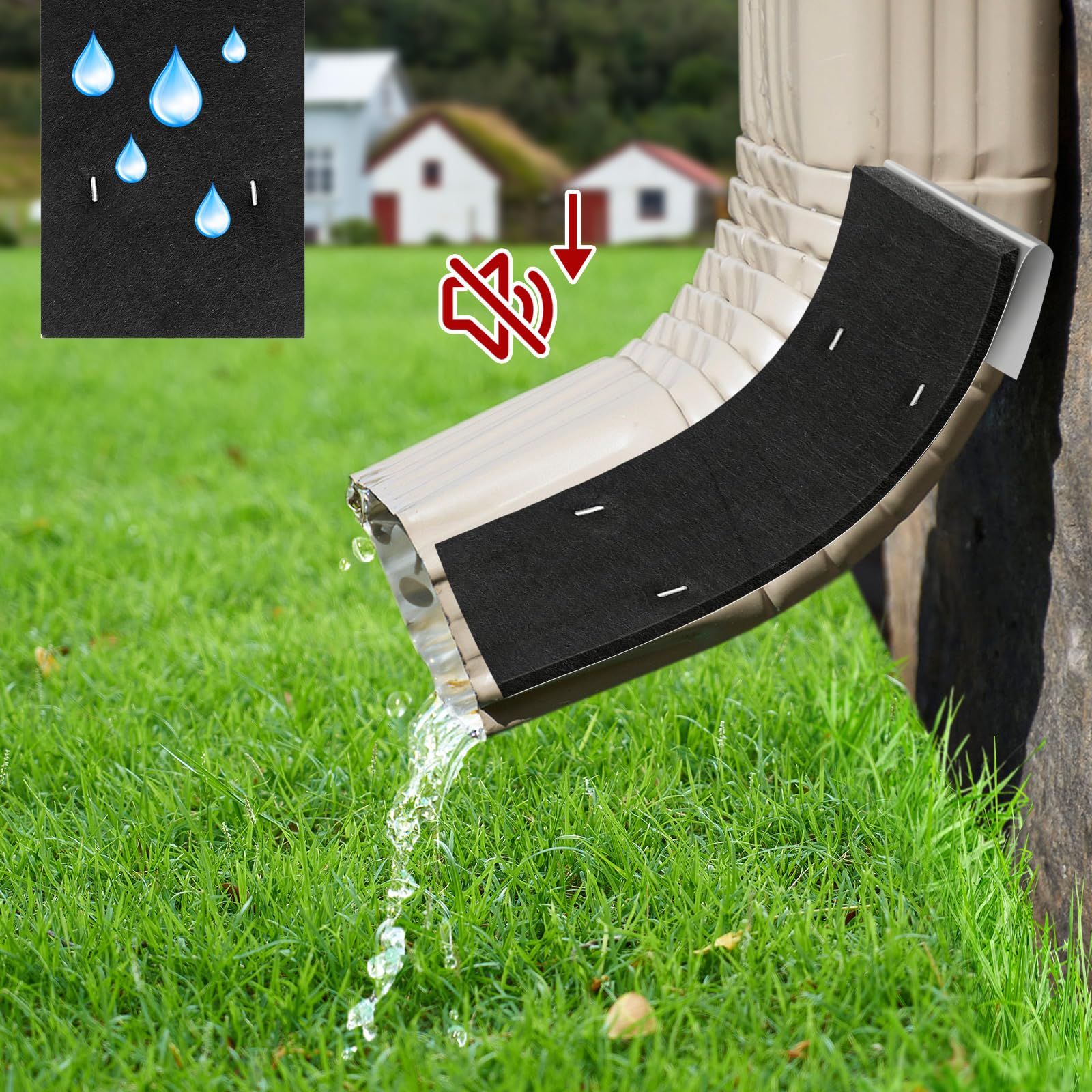 4 Pack Gutter Noise Dampener, 3.5 X 11.8 in Rain Noise Downspout Silencer, Insert Adjustable Downspout Drip Silencer for Outdoor Sound Reducer (3.5 X 11.8) - Image 4