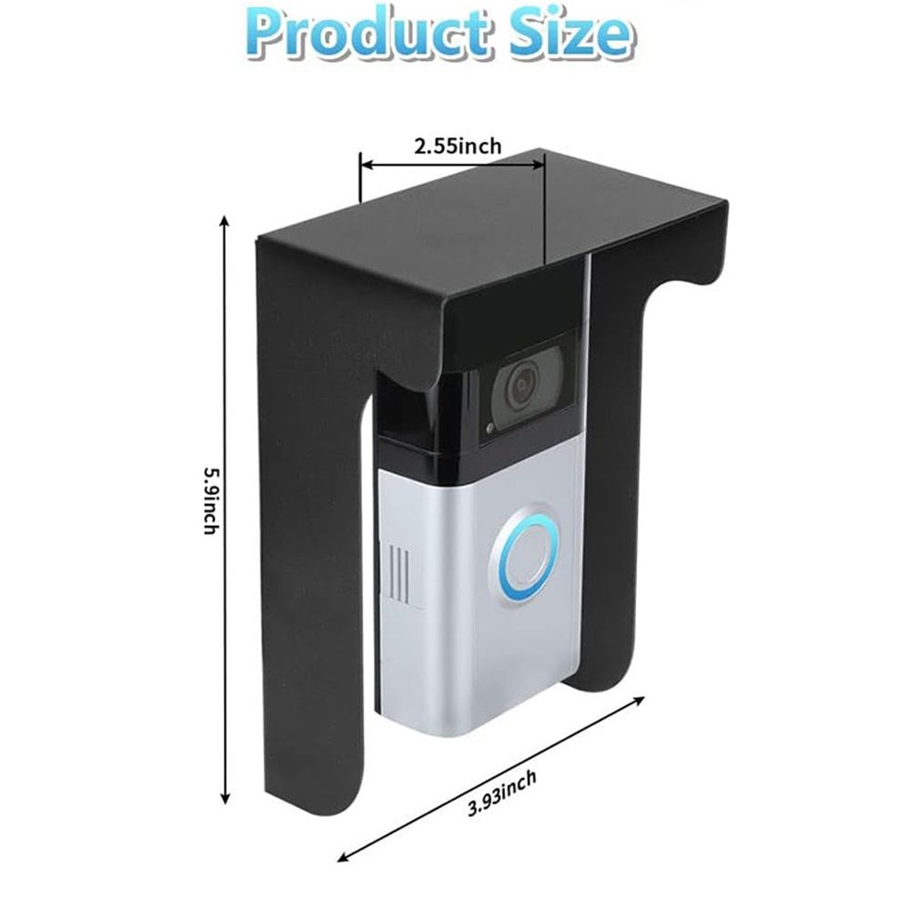 Outdoor Black Doorbell Rain Anti-Glare Cover, Steel Weather-Blocking Camera Cover Glare Sun Shade Protection for Most Video Doorbells - Image 3