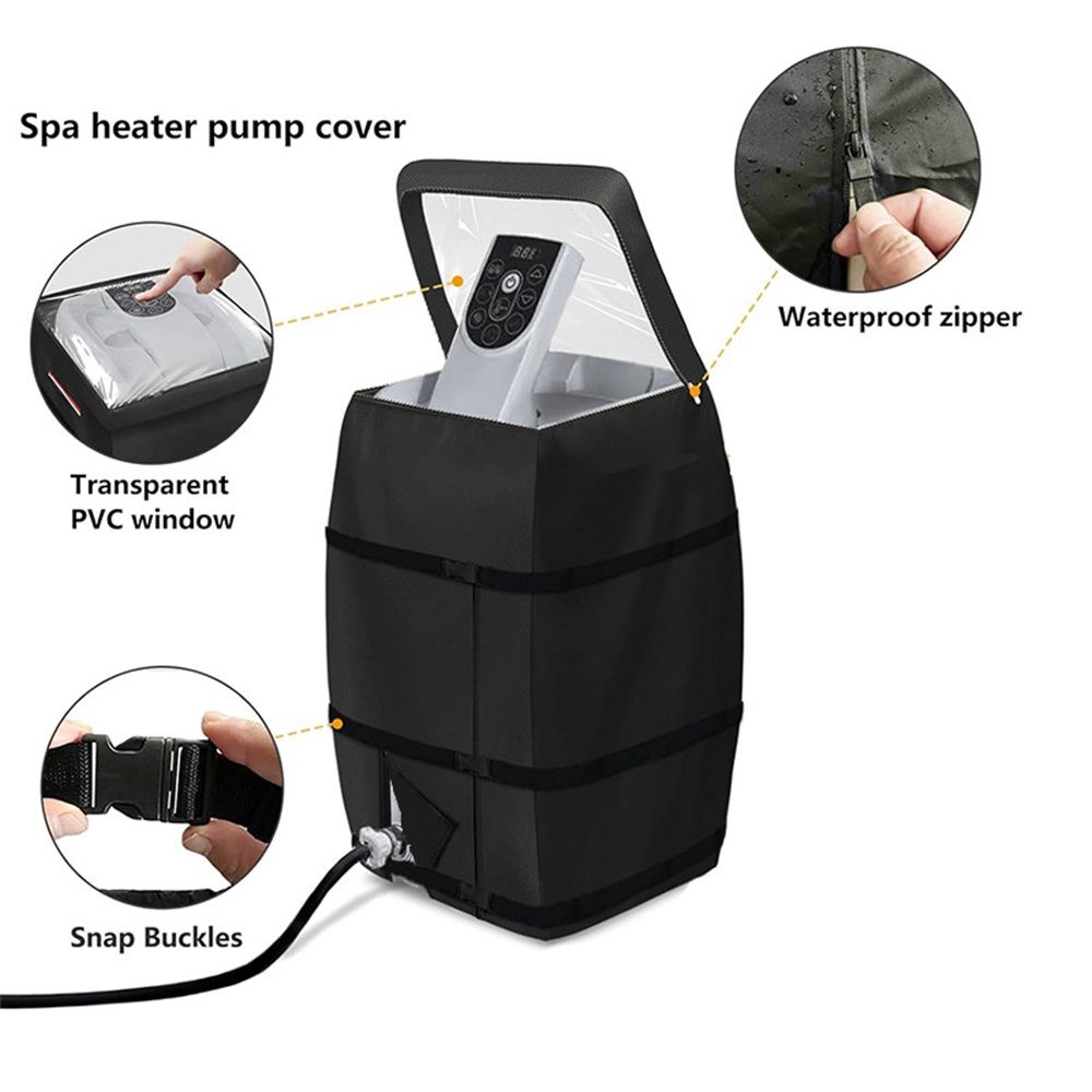 Hot Tub Spa Heater Pump Cover with Transparent PVC Top Window and Zipper Opening,Heavy Duty Waterproof Dustproof Hot Tub Insulated Pump Cover for Multiple Brands (Black) - Image 4