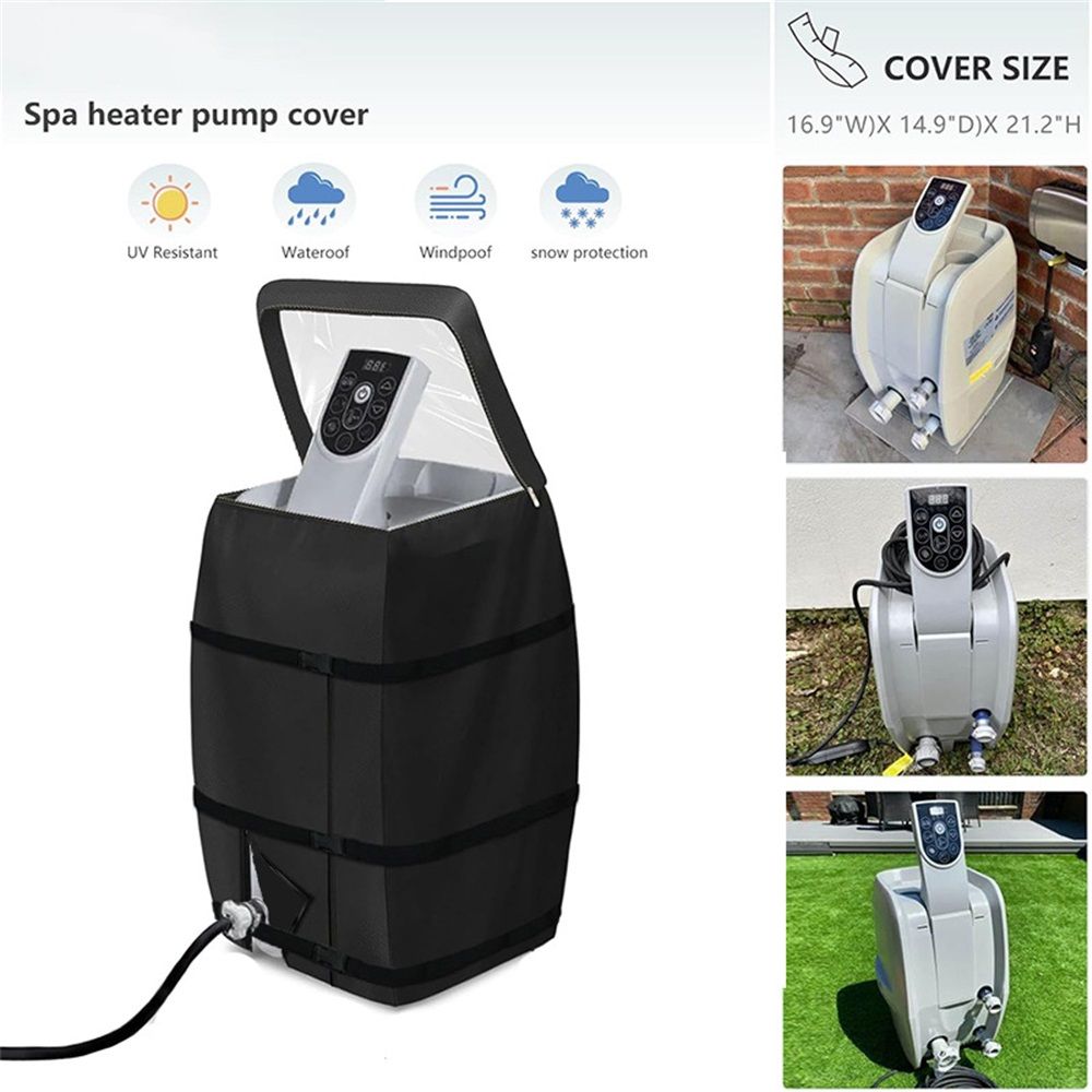 Hot Tub Spa Heater Pump Cover with Transparent PVC Top Window and Zipper Opening,Heavy Duty Waterproof Dustproof Hot Tub Insulated Pump Cover for Multiple Brands (Black) - Image 5