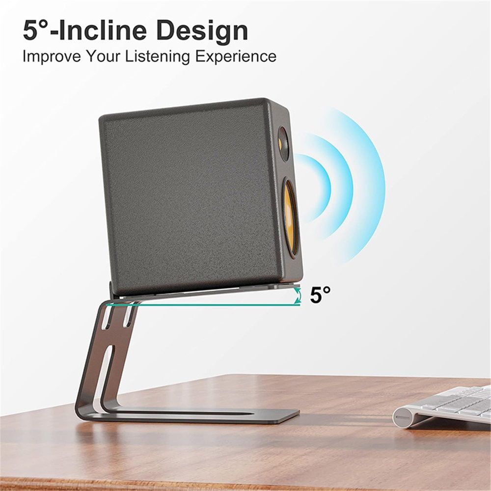 Desktop Speaker Stands with Vibration Absorption Pads, Metal Speaker Stands Pair Support Up to 10lbs,Bookshelf Speaker Stands for Better Audio Experience - Image 4