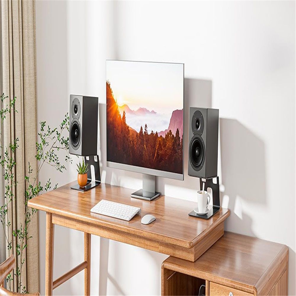 Desktop Speaker Stands with Vibration Absorption Pads, Metal Speaker Stands Pair Support Up to 10lbs,Bookshelf Speaker Stands for Better Audio Experience - Image 5