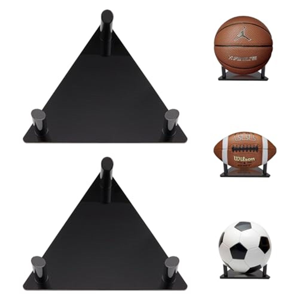 Ball Display Stand with Anti-Slip Mat, 1.3inch Pegs Acrylic Sleek Holder for Different Size Basketball, Soccer Ball, Football, Sturdy Memorabilia Display Case-Black (4 Packs) - Image 1