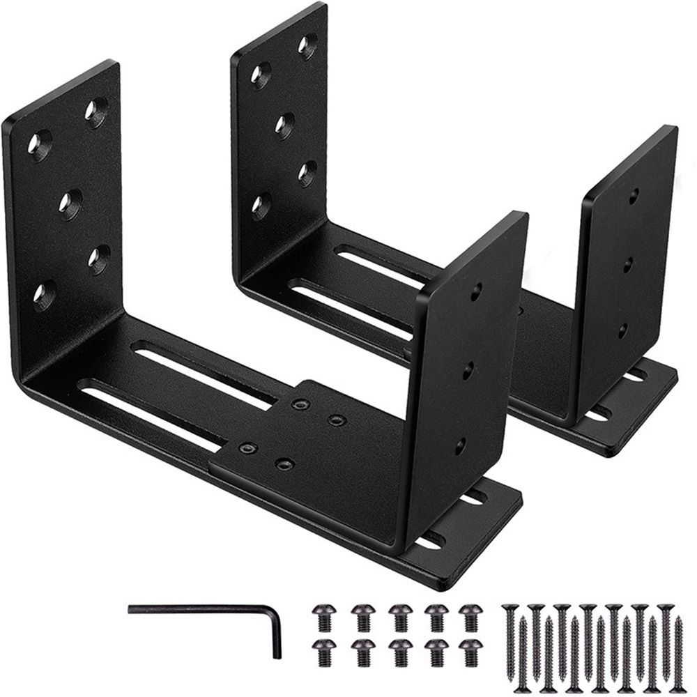 Adjustable Barricade Brackets (2pcs) - Drop Open Bar Holder for Security Door Reinforcement Steel U Bracket for Outswing and Inswing Doors or Gates - Image 1