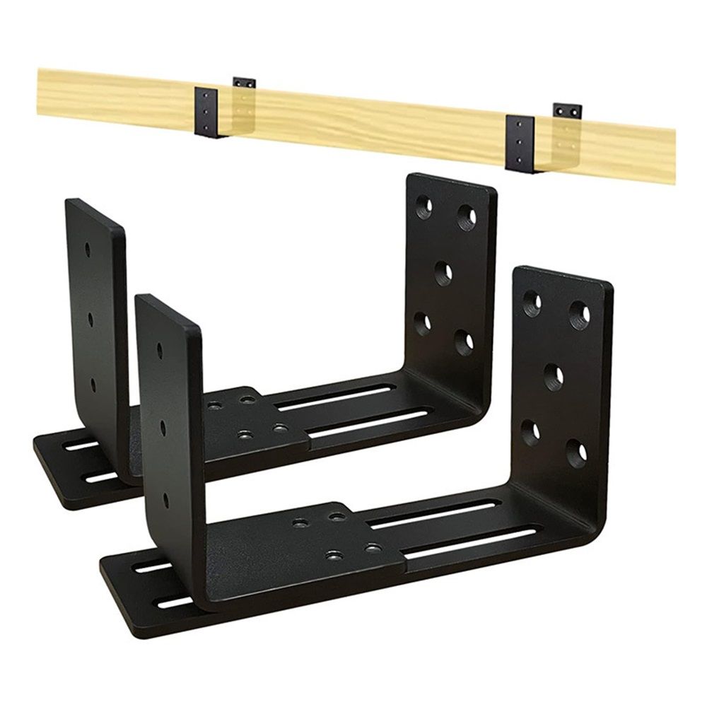 Adjustable Barricade Brackets (2pcs) - Drop Open Bar Holder for Security Door Reinforcement Steel U Bracket for Outswing and Inswing Doors or Gates - Image 2
