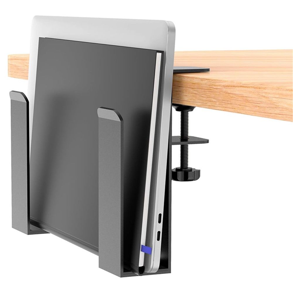 Adjustable Side Laptop Mount, No Drill Desk Storage Organizer, Metal Hanging Notebooks Holder, Punch-Free Clamp for MacBook Pro, Documents With Anti-Scratch Silicone - Image 2