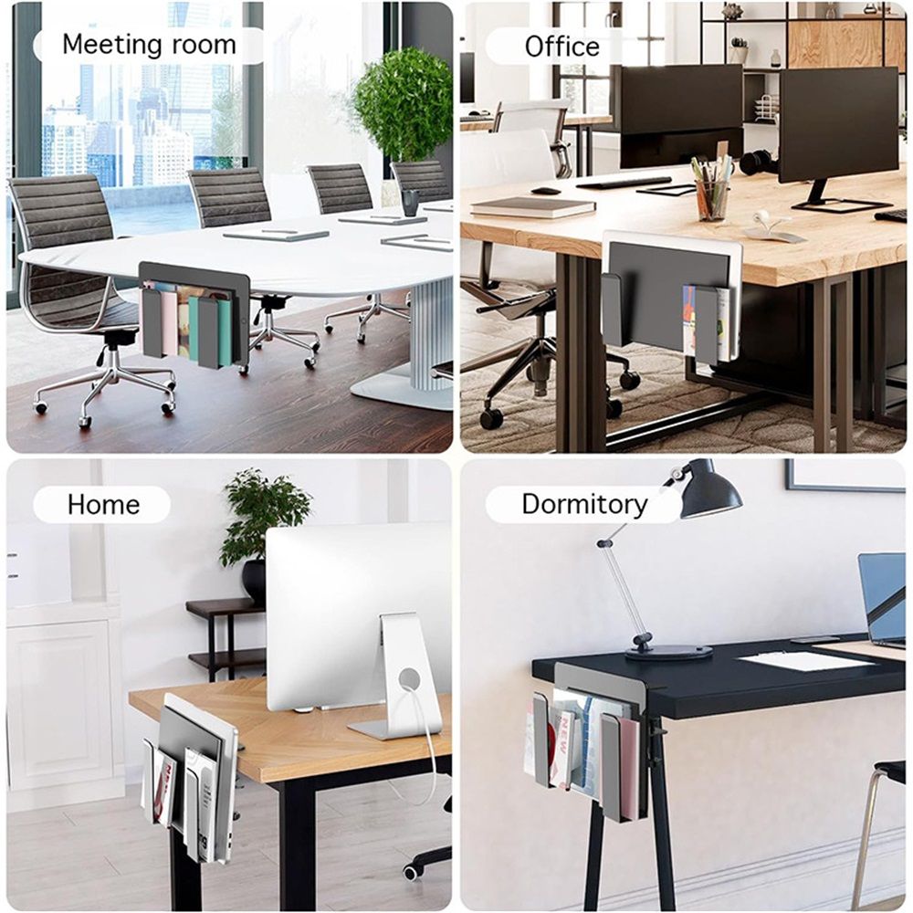 Adjustable Side Laptop Mount, No Drill Desk Storage Organizer, Metal Hanging Notebooks Holder, Punch-Free Clamp for MacBook Pro, Documents With Anti-Scratch Silicone - Image 5
