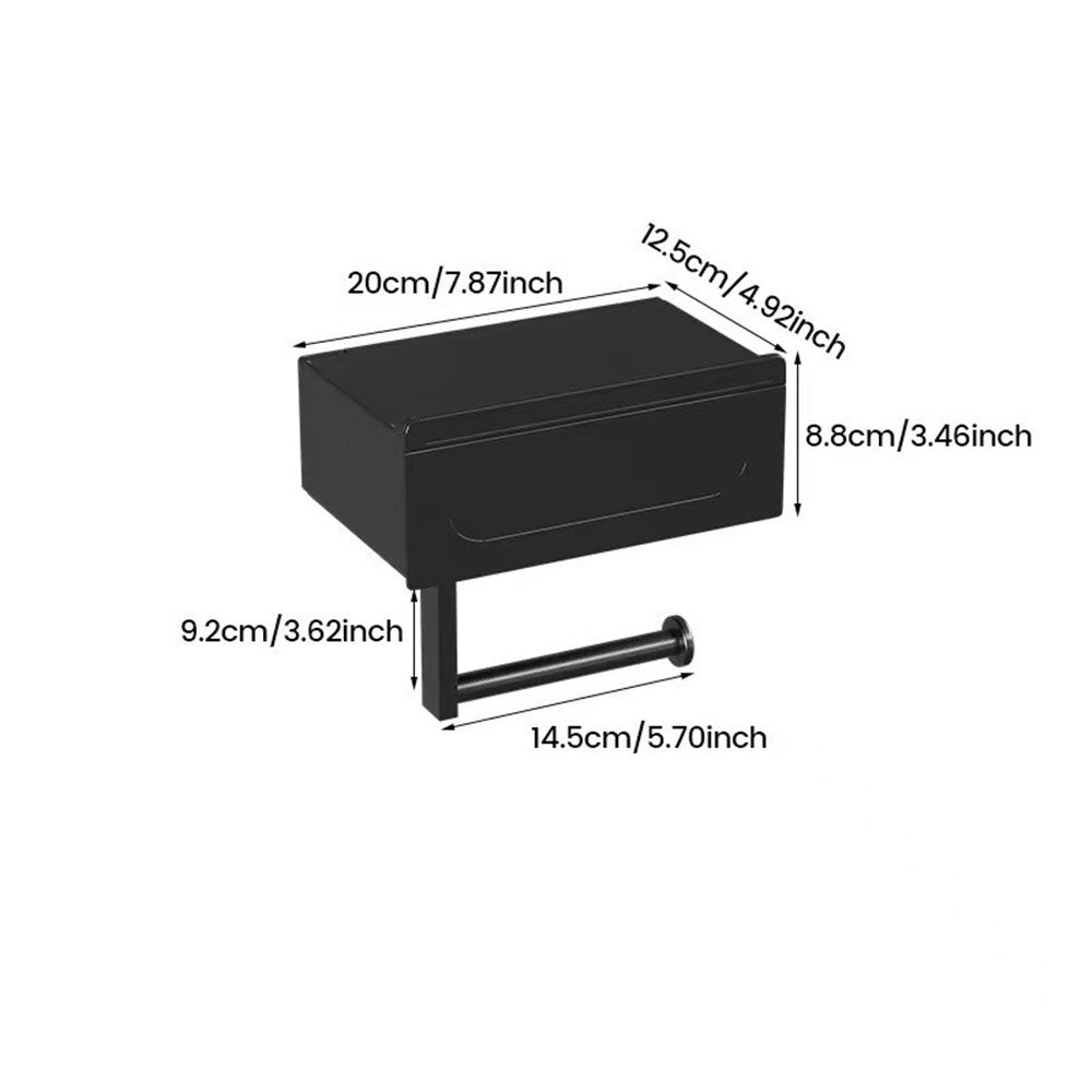 Toilet Paper Holder with Built-in Storage Drawer | Glossy Plastic Bathroom Organizer | Dual-Mount Rust-Resistant, Adjustable Shelf & Left/Right Wall Mount (Black ,oniy box) - Image 2