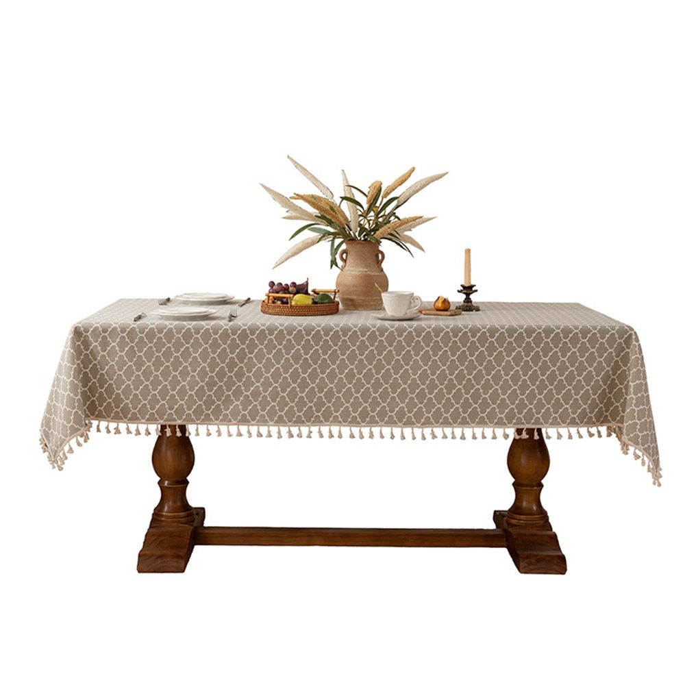 Rectangle Table Cloth, Waterproof Tablecloths with Backing for Rectangle Tables, Wipeable Spillproof Plastic Tablecloth for Dining, Camping, Indoor and Outdoor (140*200cm) - Image 1