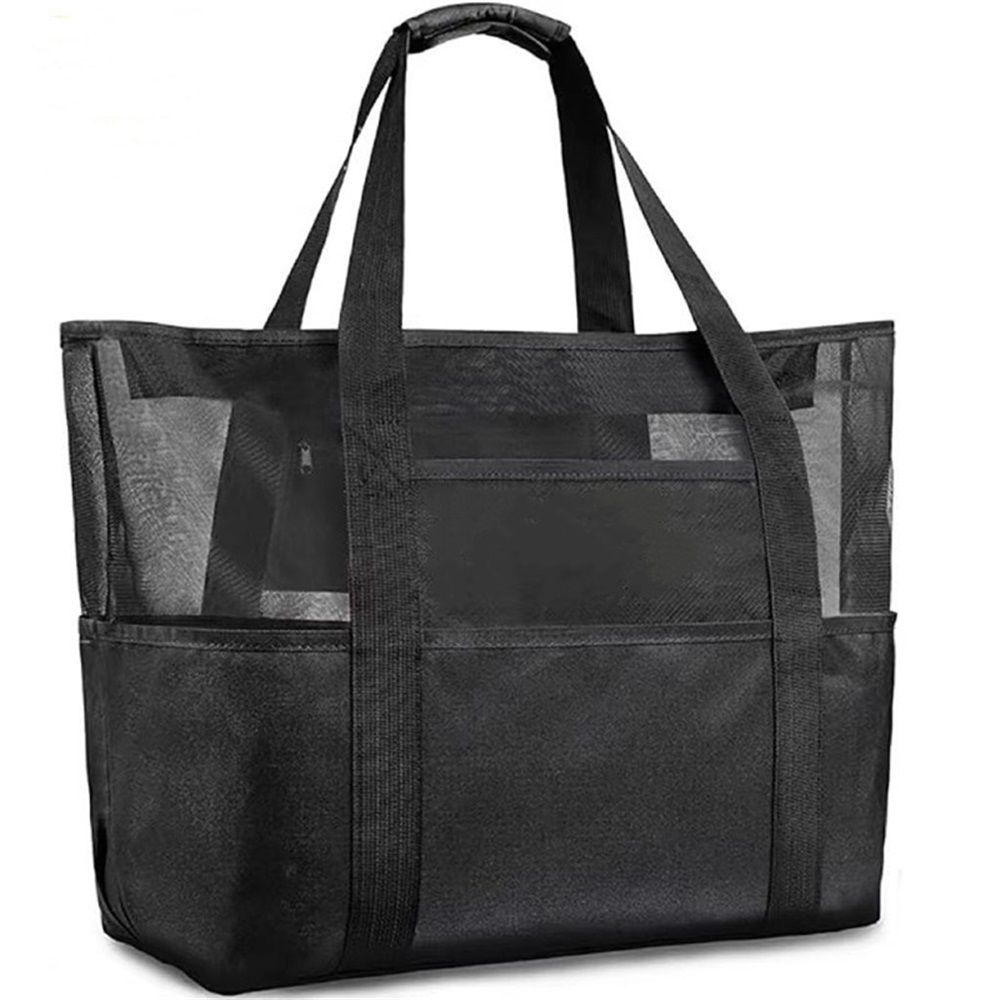 Black-color Mesh Beach Bag Family - Large Tote Bag for Cruise Pool Toys Beach Vacation Essentials（60*17*34cm） - Image 1