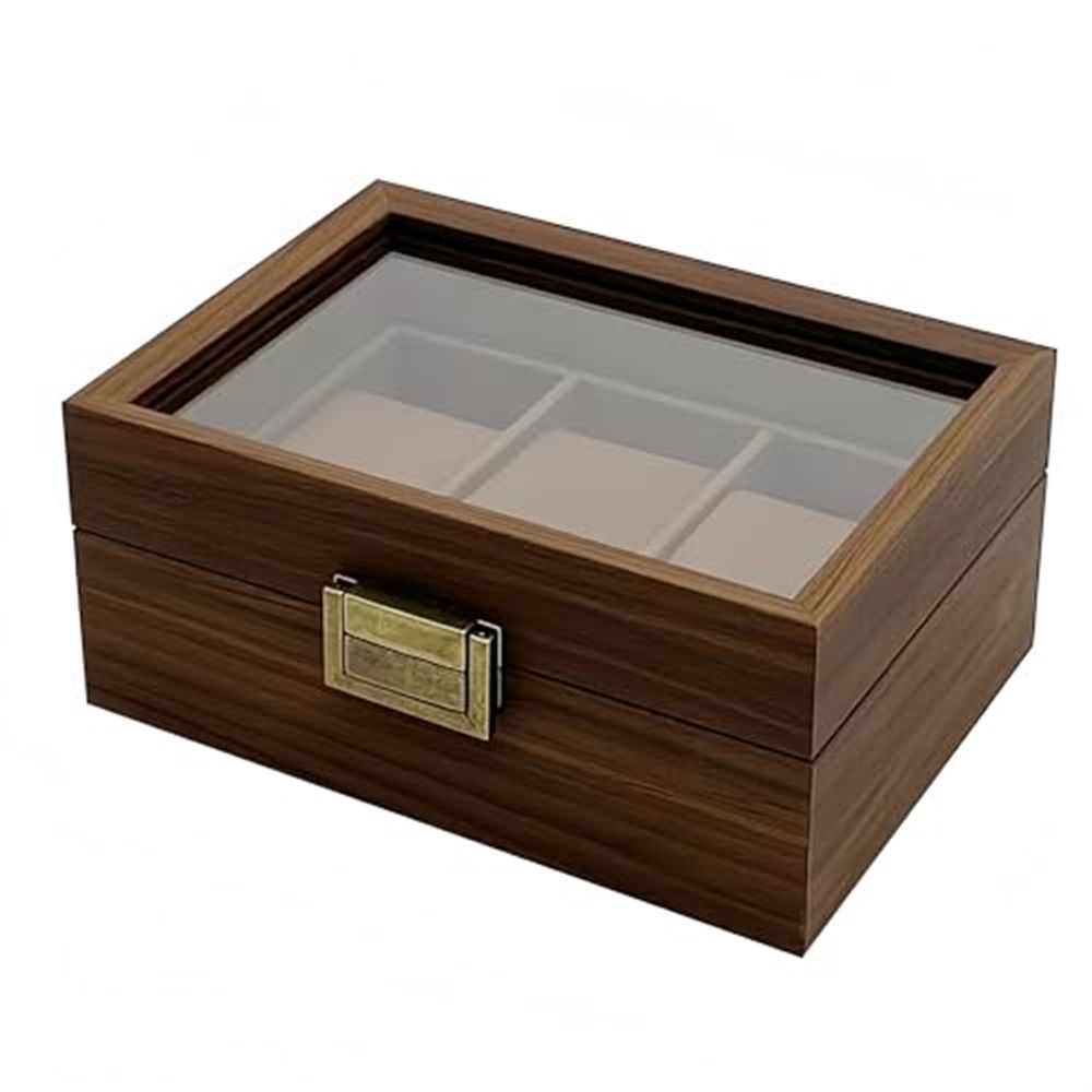 Wooden Watch Box for Men, 3 Slot Watch Display Case with Lid - Watch Display Storage Box, Collection Case, Accessory Storage, Wooden (oniy box) - Image 5