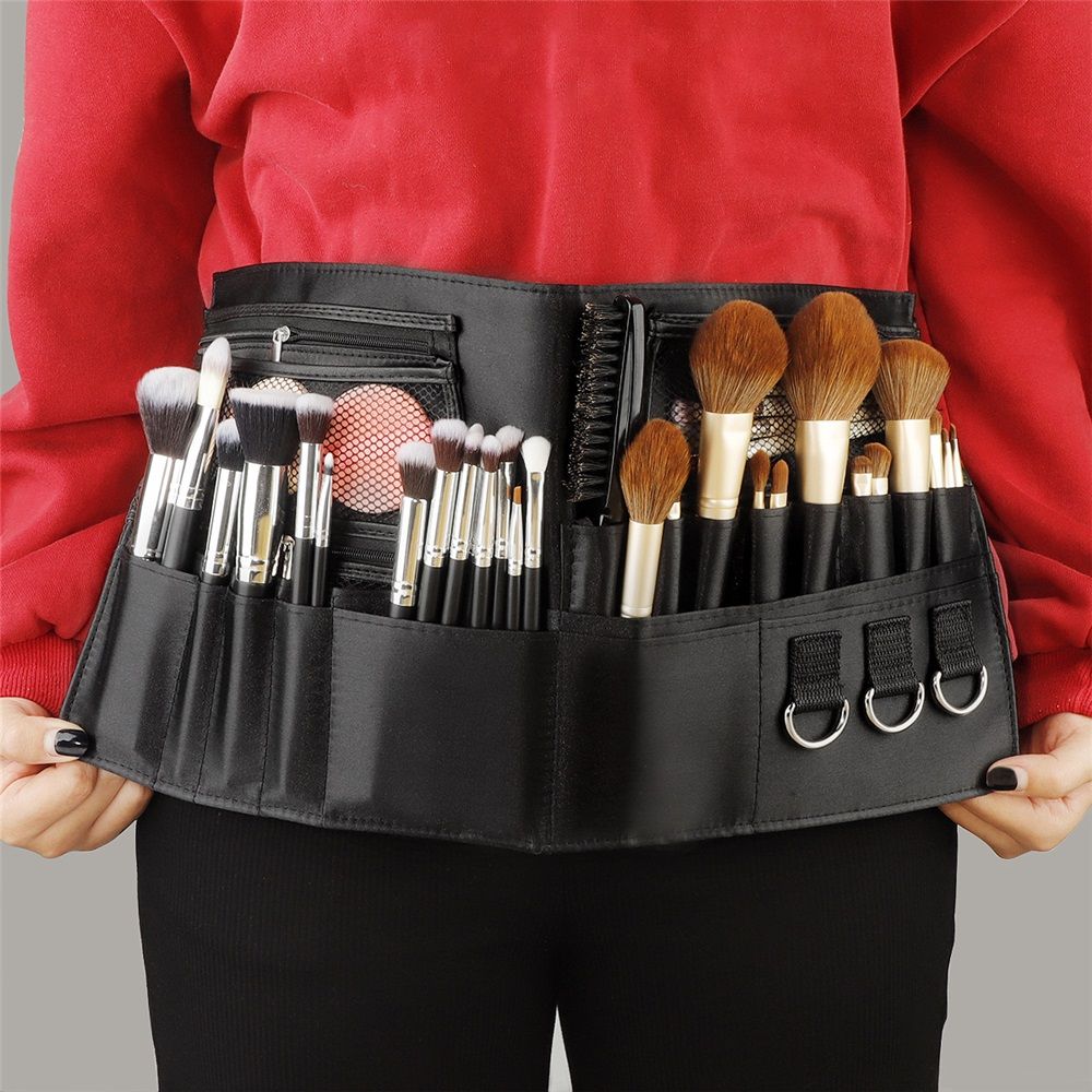 Professional Makeup Apron - Makeup Artist Brush belt , Brush Pouch Holder Multi Pockets with Belt Strap Bag (Brushes Not Included) - Image 2