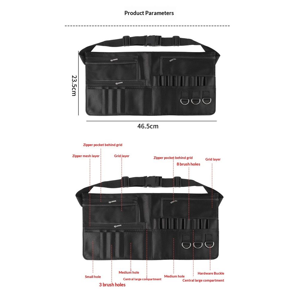 Professional Makeup Apron - Makeup Artist Brush belt , Brush Pouch Holder Multi Pockets with Belt Strap Bag (Brushes Not Included) - Image 3