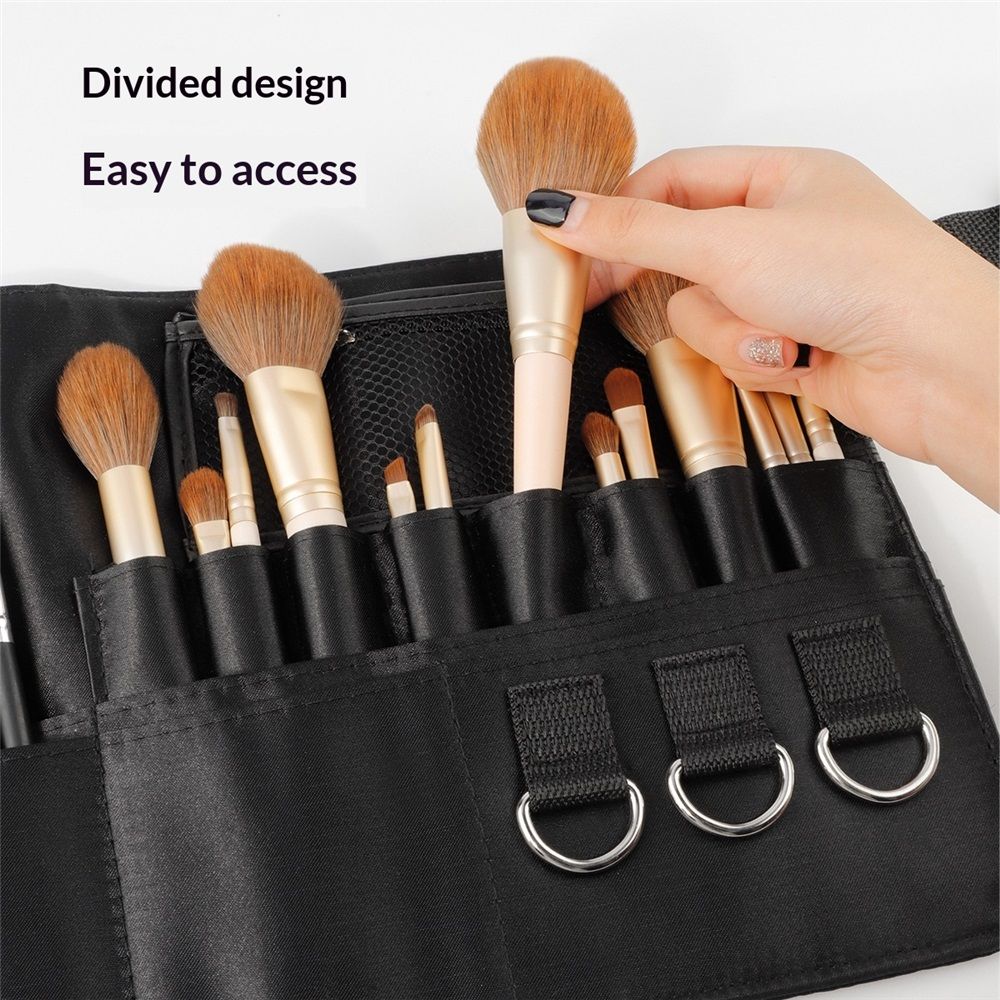 Professional Makeup Apron - Makeup Artist Brush belt , Brush Pouch Holder Multi Pockets with Belt Strap Bag (Brushes Not Included) - Image 4