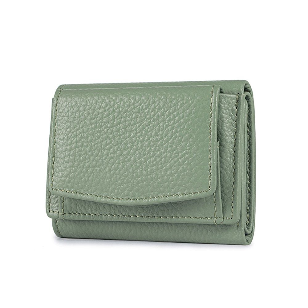 Small Leather Wallet for Women with Coin Pouch Compact Trifold Mini Pocket Wallet with Cash Slot and Card Holders Great for Daily or Travel (Green) - Image 1