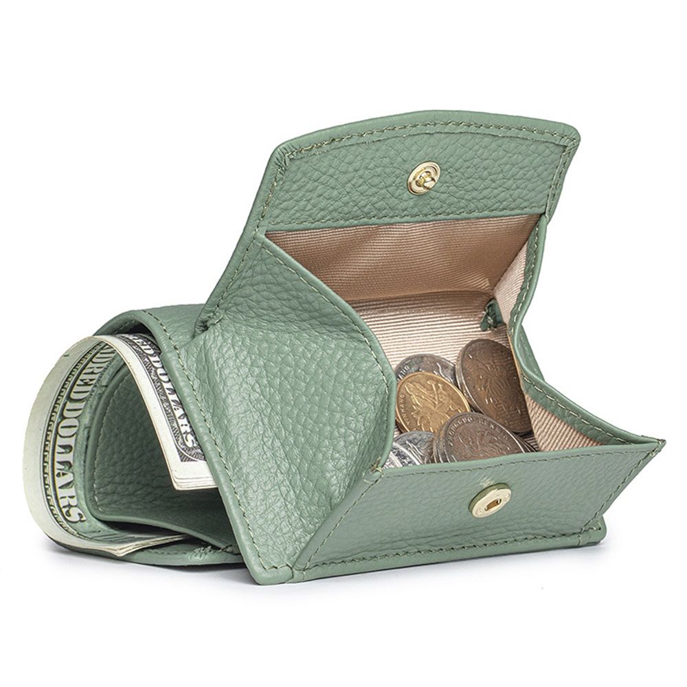 Small Leather Wallet for Women with Coin Pouch Compact Trifold Mini Pocket Wallet with Cash Slot and Card Holders Great for Daily or Travel (Green) - Image 2