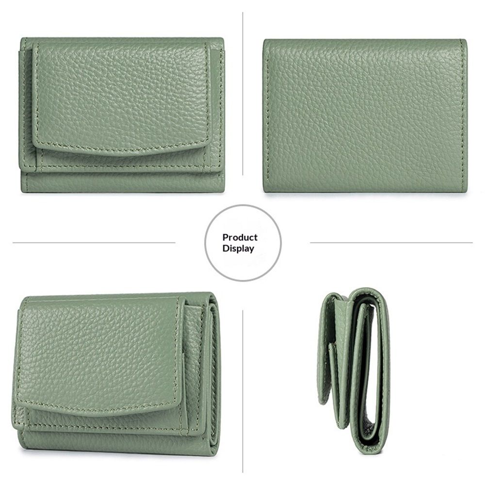 Small Leather Wallet for Women with Coin Pouch Compact Trifold Mini Pocket Wallet with Cash Slot and Card Holders Great for Daily or Travel (Green) - Image 4
