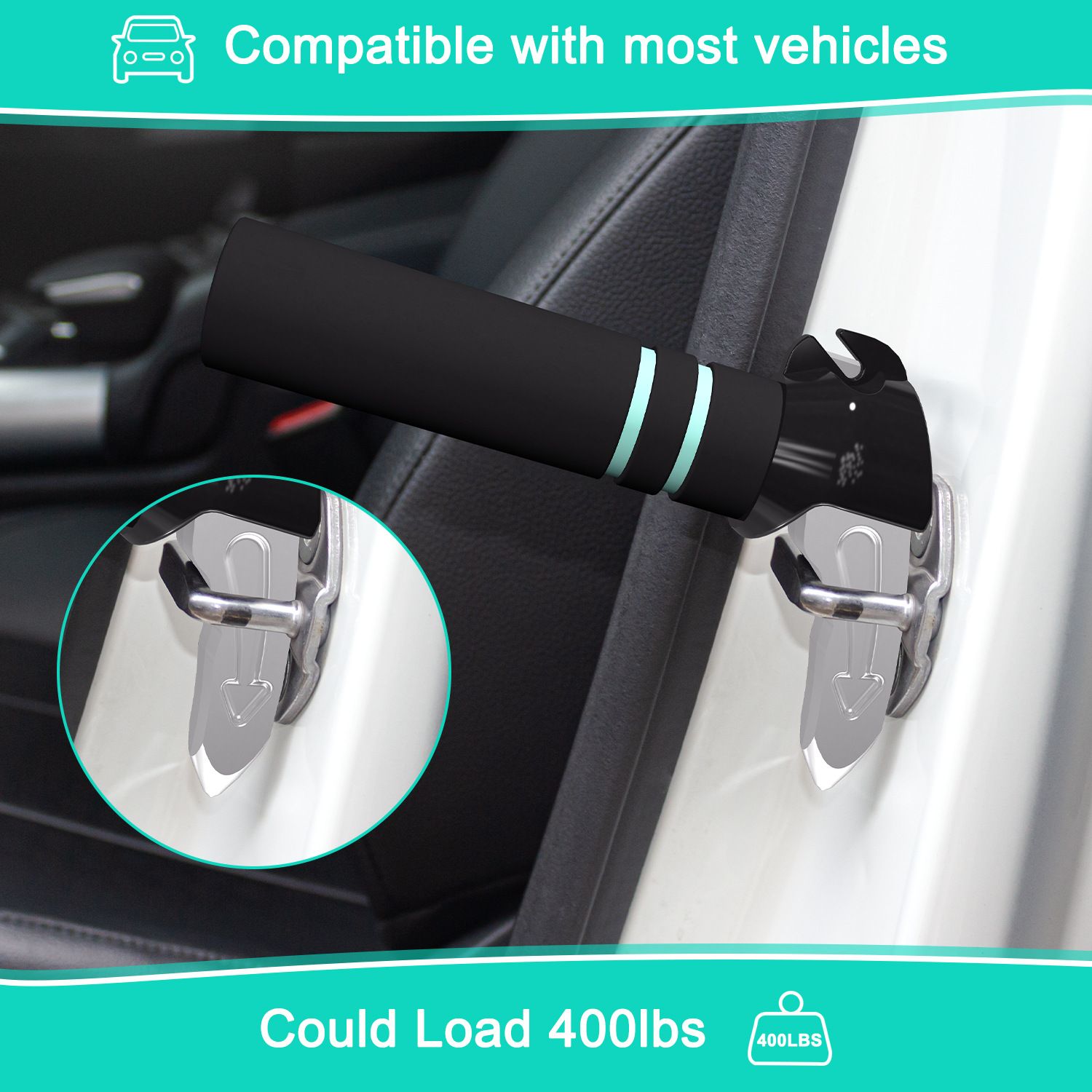 2 pack Car Door Handle for Elderly: Non-Slip Grip and Sturdy Assist Support - Fits Most Vehicles for Easy Getting in and Out of Car - Helpful for Seniors Handicapped Pregnant Women Children - Image 3