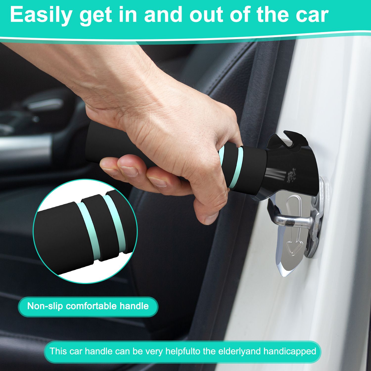 2 pack Car Door Handle for Elderly: Non-Slip Grip and Sturdy Assist Support - Fits Most Vehicles for Easy Getting in and Out of Car - Helpful for Seniors Handicapped Pregnant Women Children - Image 5