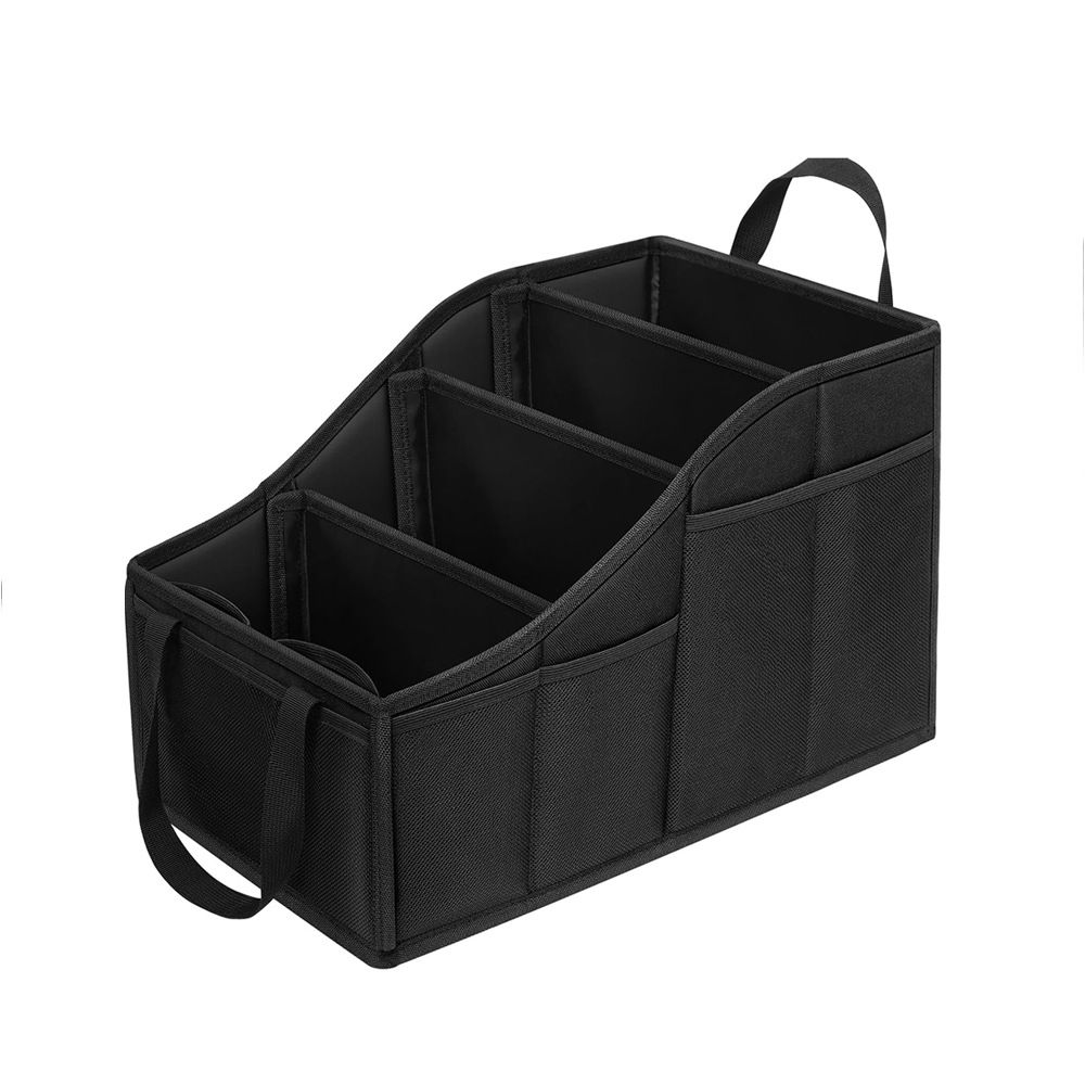 Car Seat Organizer Backseat Car Organizer with 4 Compartments, 4 Cup Holders and 7 Mesh Pockets for Front and Rear Seat, Black - Image 1