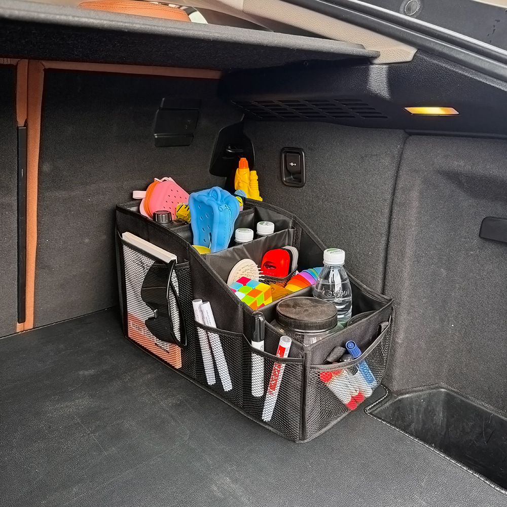 Car Seat Organizer Backseat Car Organizer with 4 Compartments, 4 Cup Holders and 7 Mesh Pockets for Front and Rear Seat, Black - Image 5