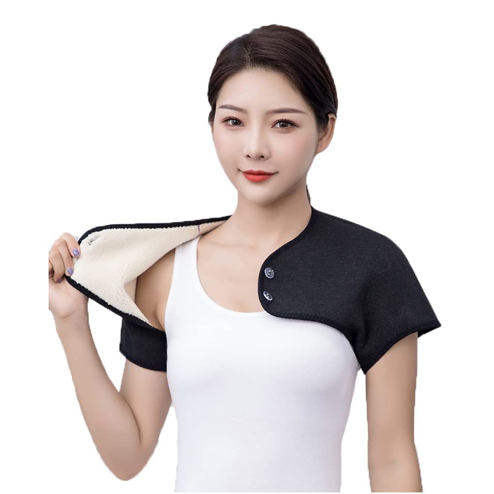 Winter Thermal faux lamb fur Lining Shoulder Warmer Elderly Men Women Wearable Shoulder Wrap Shawl Coldproof Shoulder Cover（L） - Image 1